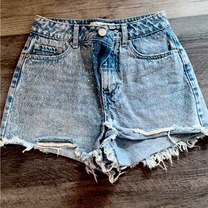 ✨ Sparkling Distressed Denim Shorts ✨